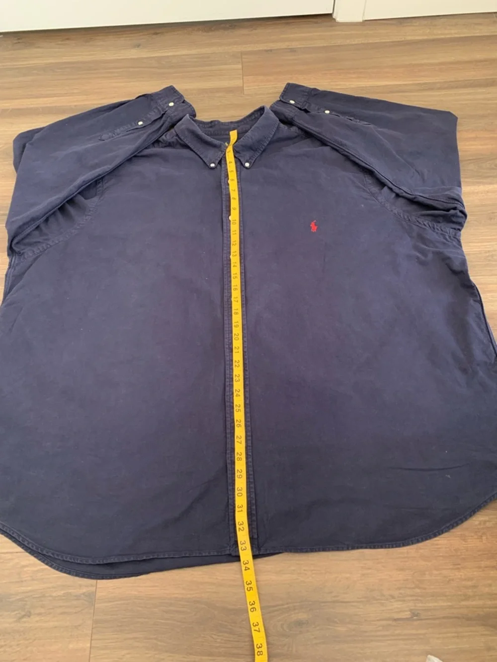 Ralph Lauren 100 % cotton Navy Button-Down long sleeve Shirt with Red Pony Logo - Picture 6 of 8